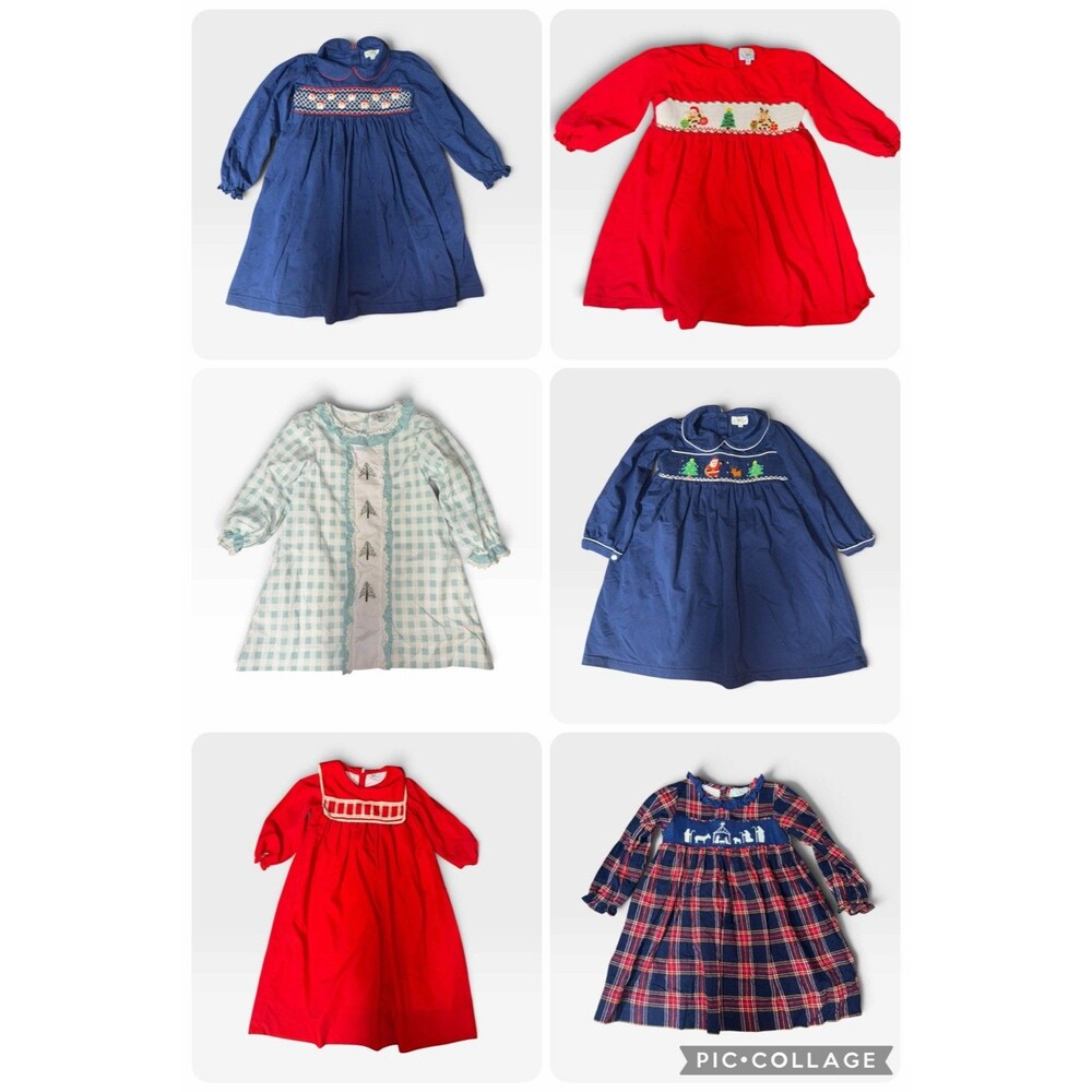 Busy Bee Smocks Lot Of 6 Christmas Dresses Sz 6 Girls 25 Days Of Christmas